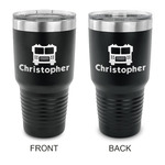 Firetrucks 30 oz Stainless Steel Tumbler - Black - Double Sided (Personalized)