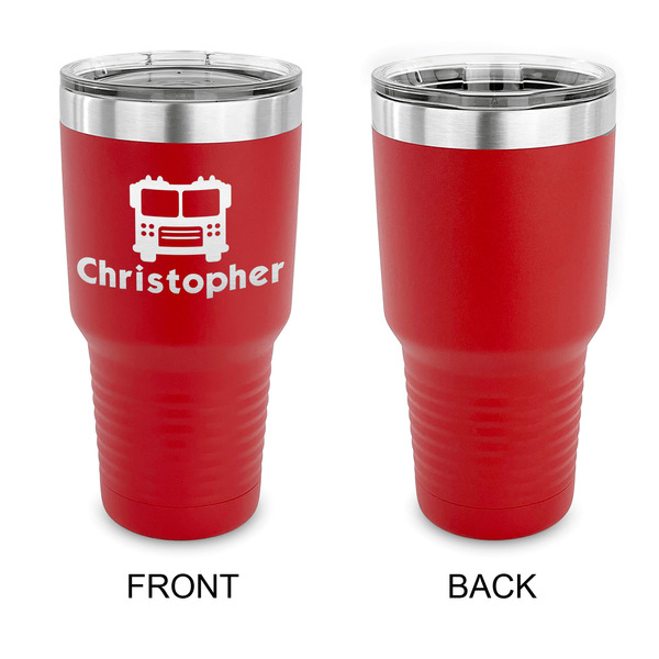 Firetrucks 30 oz Stainless Steel Ringneck Tumblers - Red - Single Sided - APPROVAL