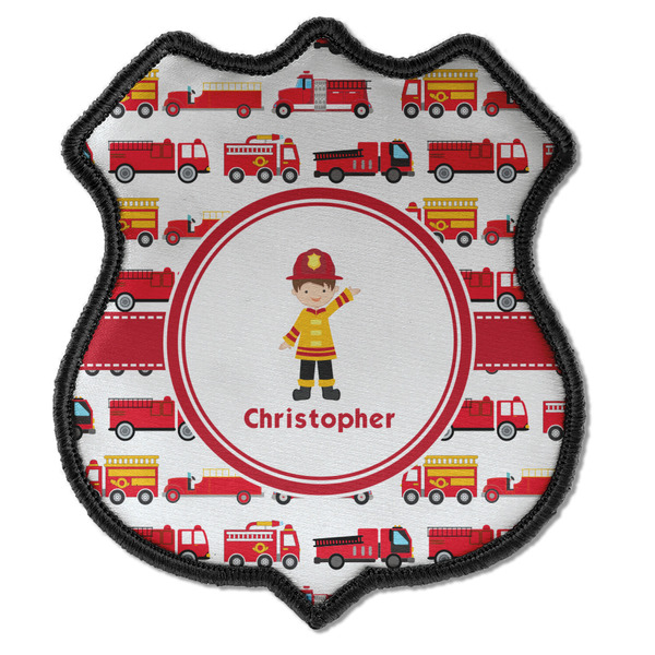 Custom Firetrucks Iron On Shield Patch C w/ Name or Text