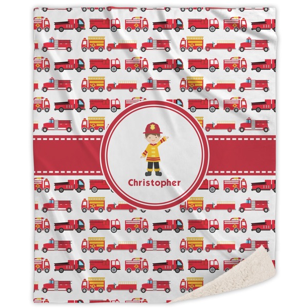 Custom Firetrucks Sherpa Throw Blanket - 60"x80" (Personalized)