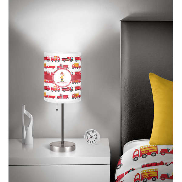 Firetrucks 7 inch drum lamp shade - in room