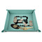 Firetrucks 9" x 9" Teal Leatherette Snap Up Tray - STYLED