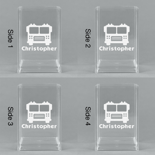 Firetrucks Acrylic Pen Holder - All Sides
