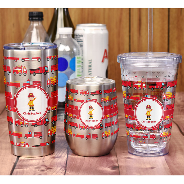 Firetrucks Acrylic Tumbler - Full Print - In Context