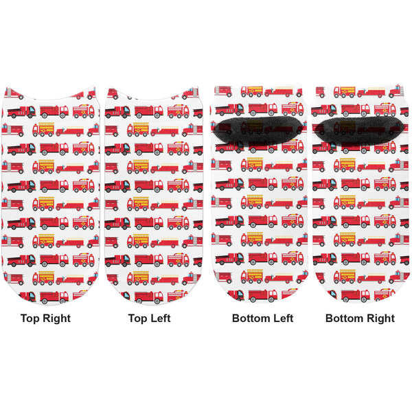 Firetrucks Adult Ankle Socks - Double Pair - Front and Back - Apvl