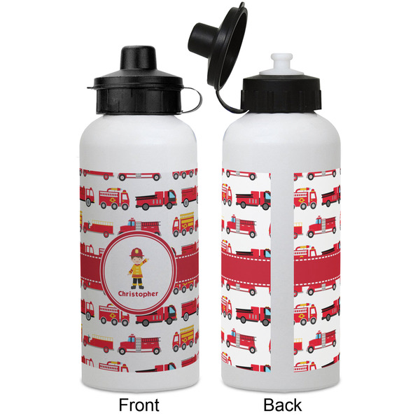 Firetrucks Aluminum Water Bottle - White APPROVAL