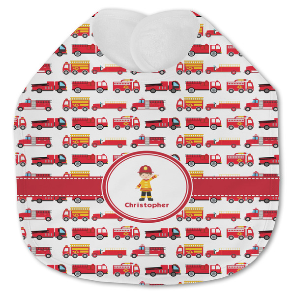 Custom Firetrucks Jersey Knit Baby Bib w/ Name or Text