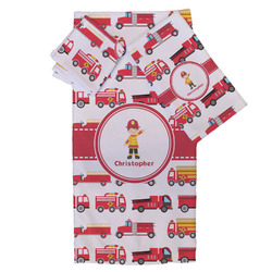 Firetrucks Bath Towel Set - 3 Pcs (Personalized)