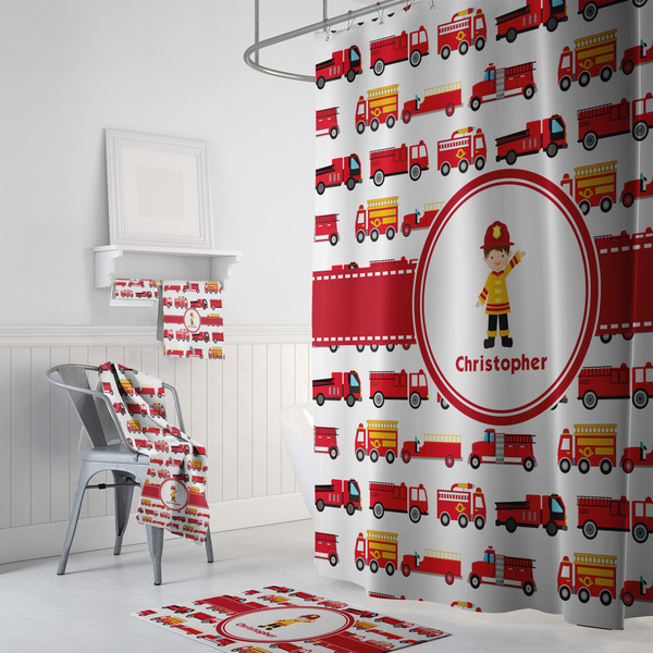 Firetrucks Bath Towel Sets - 3-piece - In Context