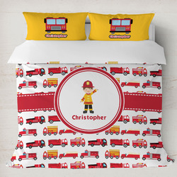 Firetrucks Duvet Cover Set - King (Personalized)
