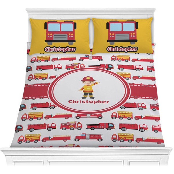 Custom Firetrucks Comforter Set - Full / Queen (Personalized)