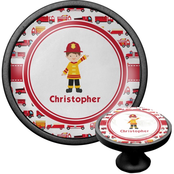 Custom Firetrucks Cabinet Knob (Black) (Personalized)