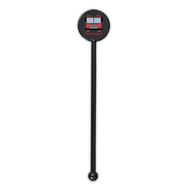 Firetrucks Black Plastic 5.5" Stir Stick - Round - Single Stick