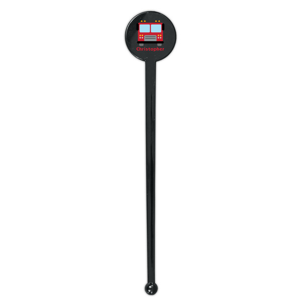 Firetrucks Black Plastic 7" Stir Stick - Round - Single Stick