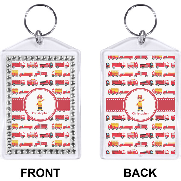 Firetrucks Bling Keychain (Front + Back)