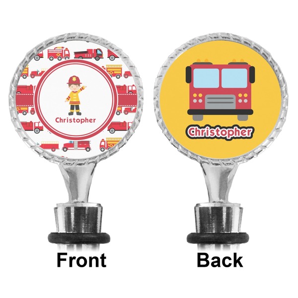 Firetrucks Bottle Stopper - Front and Back