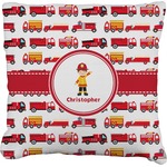 Firetrucks Faux-Linen Throw Pillow 18" (Personalized)