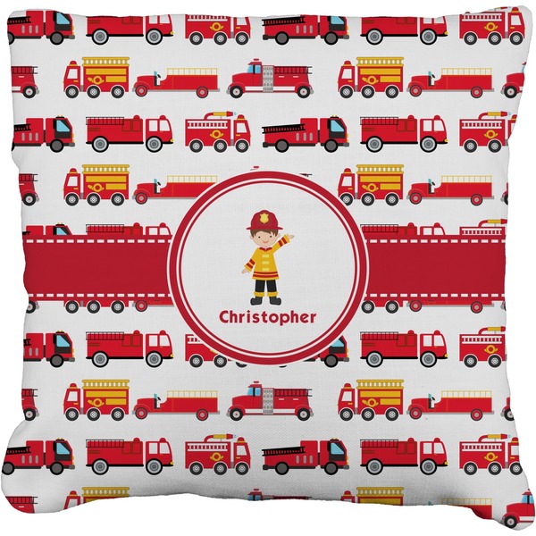 Custom Firetrucks Faux-Linen Throw Pillow 20" (Personalized)