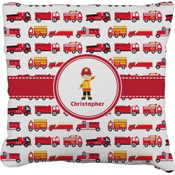 Firetrucks Faux-Linen Throw Pillow 26" (Personalized)