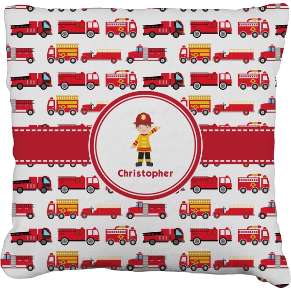 Custom Firetrucks Faux-Linen Throw Pillow 26" (Personalized)