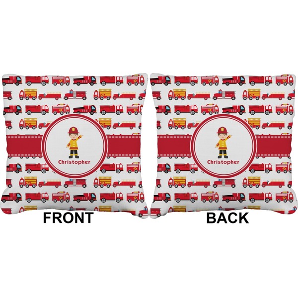 Firetrucks Burlap Pillow Approval