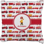Firetrucks Faux-Linen Throw Pillow (Personalized)
