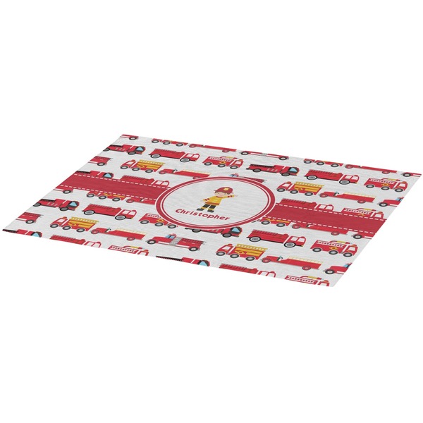 Firetrucks Burlap Placemat (Angle View)