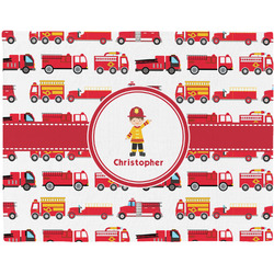 Firetrucks Woven Fabric Placemat - Twill w/ Name or Text