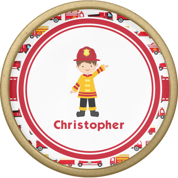 Firetrucks Cabinet Knob - Gold - Front