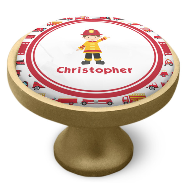 Firetrucks Cabinet Knob - Gold - Side