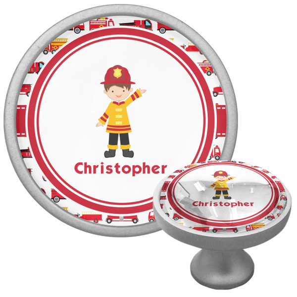 Custom Firetrucks Cabinet Knob (Silver) (Personalized)