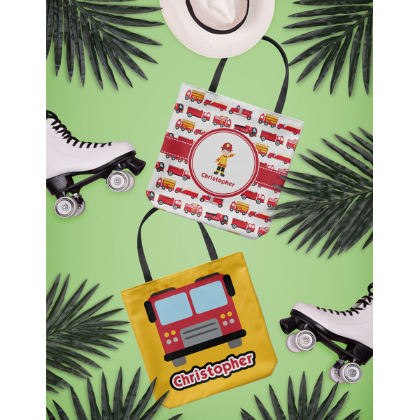 Firetrucks Canvas Tote Lifestyle Front and Back