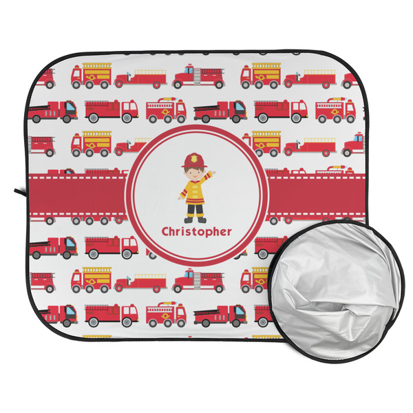 Firetrucks Car Sun Shades - FOLDED & UNFOLDED