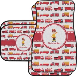 Firetrucks Car Floor Mats Set - 2 Front & 2 Back (Personalized)