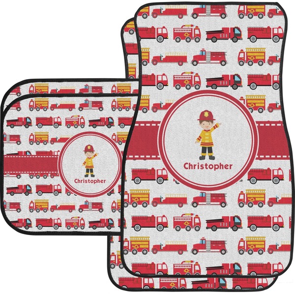 Custom Firetrucks Car Floor Mats Set - 2 Front & 2 Back (Personalized)