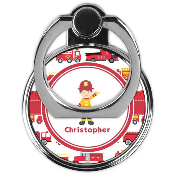 Firetrucks Cell Phone Ring Stand & Holder - Front (Collapsed)