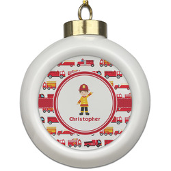 Firetrucks Ceramic Ball Ornament (Personalized)