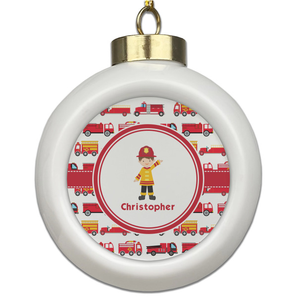 Custom Firetrucks Ceramic Ball Ornament (Personalized)