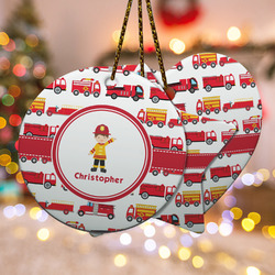 Firetrucks Ceramic Ornament w/ Name or Text