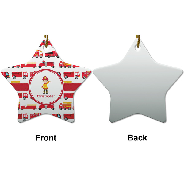 Firetrucks Ceramic Flat Ornament - Star Front & Back (APPROVAL)