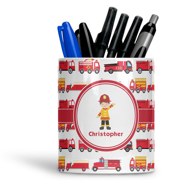 Custom Firetrucks Ceramic Pen Holder