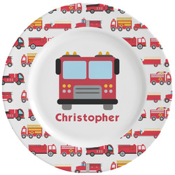 Firetrucks Ceramic Dinner Plates (Set of 4) (Personalized)