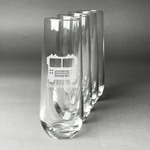Firetrucks Champagne Flute - Stemless Engraved - Set of 4 (Personalized)