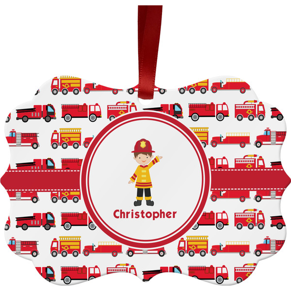 Firetrucks Christmas Ornament (Front View)