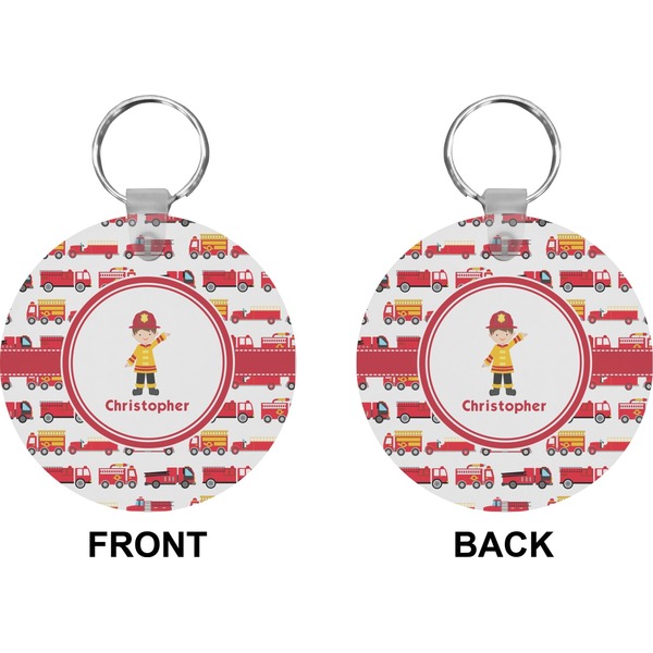 Firetrucks Circle Keychain (Front + Back)