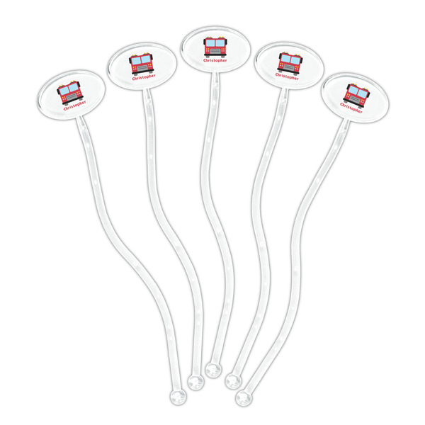 Firetrucks Clear Plastic 7" Stir Stick - Oval - Fan