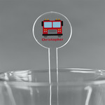 Firetrucks 5.5" Round Plastic Stir Sticks - Clear (Personalized)