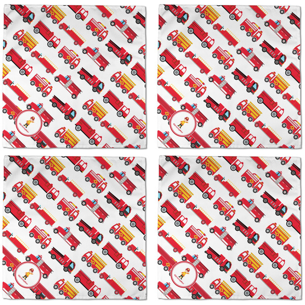 Firetrucks Cloth Napkins - Personalized Dinner (APPROVAL) Set of 4