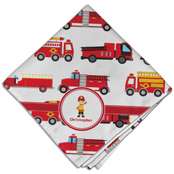 Firetrucks Cloth Dinner Napkin - Single w/ Name or Text