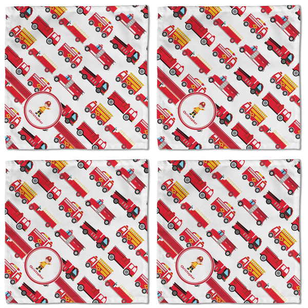 Firetrucks Cloth Napkins - Personalized Lunch (APPROVAL) Set of 4